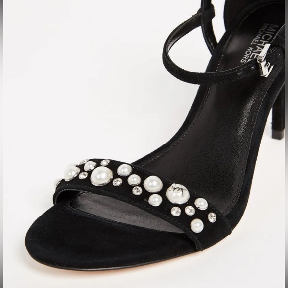 MICHAEL KORS Simone Black Suede Pearl Stud Dress Heels NWOT | Size 9 - Picture 4 of 16
